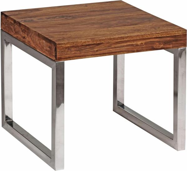 Wohnling Sheesham Beistelltisch, Wohnzimmer-Tisch, Massiv-Holz, Dunkel-Braun