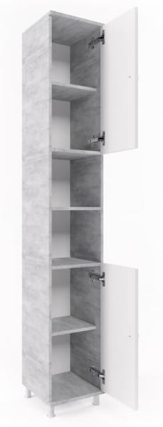 VICCO 'Fynn' Badezimmer Hochschrank, Weiß / Grau Beton, 190 x 30 cm