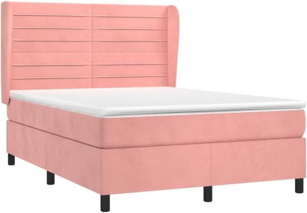 vidaXL Boxspringbett mit Matratze Rosa 140x200 cm Samt 3129278