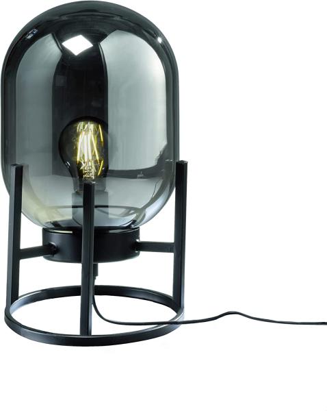 Fischer & Honsel 50130 Tischleuchte Regi schwarz 34 cm mit Rauchglas