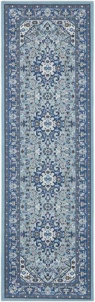Orientalischer Kurzflor Teppich Skazar Isfahan Hielblau - 80x250x0,9cm