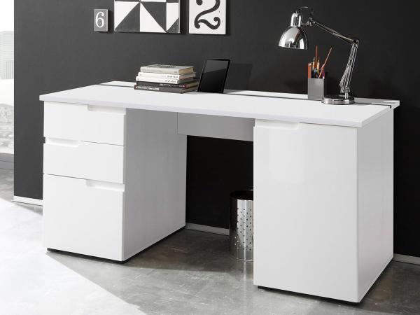 Schreibtisch >Suzette< in Weiß aus MDF - 158x76x67cm (BxHxT)