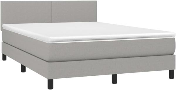 vidaXL Boxspringbett mit Matratze Hellgrau 140x200 cm Stoff