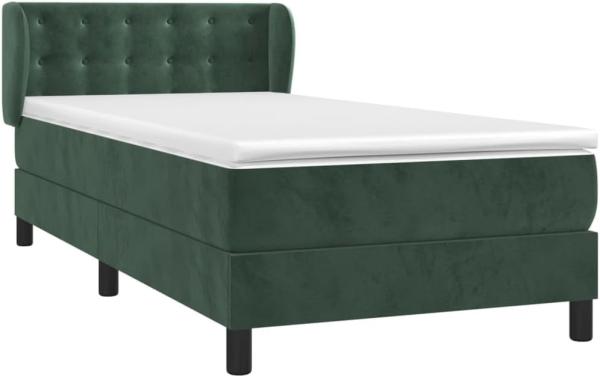 vidaXL Boxspringbett mit Matratze Dunkelgrün 90x200 cm Samt