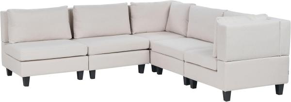 5-Sitzer Ecksofa Leinenoptik hellbeige linksseitig UNSTAD