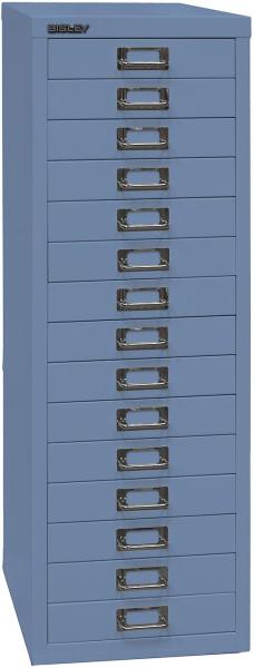 Bisley MultiDrawer™, 39er Serie, DIN A4, 15 Schubladen, Farbe blau