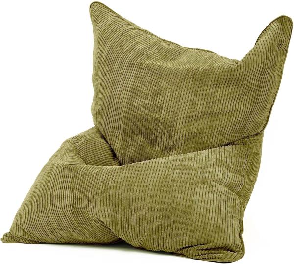 Green Bean© XXL Sitzsack "Square" aus Cordstoff 370 Liter EPS-Perlen Füllung - kuschelig weichem & waschbarem-Stoff Sitzkissen Grün