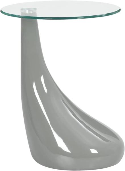 vidaXL Beistelltisch mit runder Glasplatte Hochglanz Grau