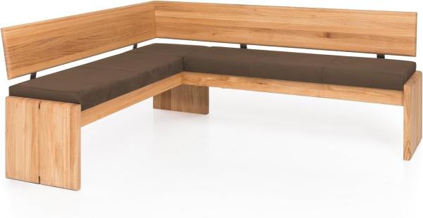 Möbel-Eins SCOTT Eckbank mit Truhe, Material Massivholz/Bezug Kunstleder Eiche 147 x 167 cm nougat