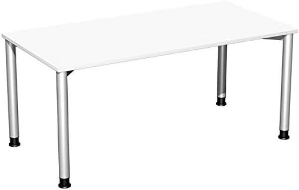 Schreibtisch, höhenverstellbar, weiß/ silber, 68-80 x 160 x 80 cm