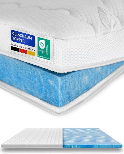 Premium Gelschaum-Topper 180x190 cm mit RG 50 - Hochwertiger Tencel-Bezug - Antirutschfunktion - Umlaufendes Klimaband - Qualität Made in Germany - Gel-Topper 180 x 190