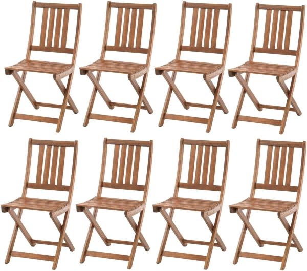 8x Balkonstühle 85cm Gartenstühle Akazie Holz Klappstuhl Holzstühle braun geölt, geschliffen