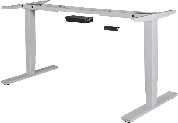Höhenverstellbares Tischgestell mit Dual-Motor + Memory Funktion | höhenverstellbar von 63 - 128 cm, Silber
