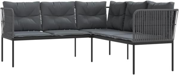 Gartensofa in L-Form mit Kissen Schwarz Stahl und Textilene 4008111