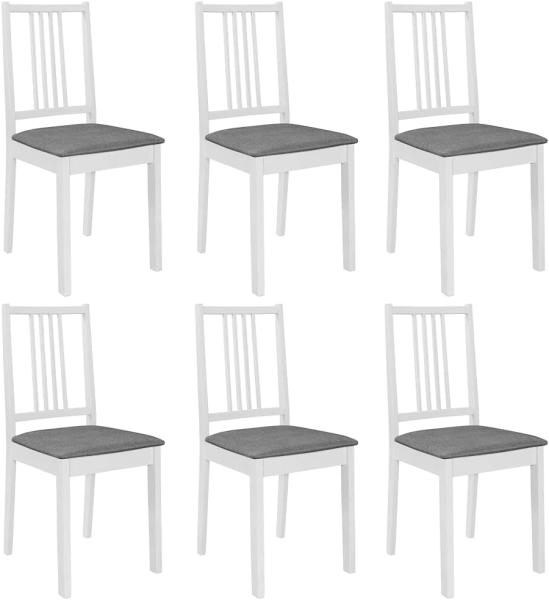 Esszimmerstühle mit Polstern 6 Stk. Weiß Massivholz [276406]