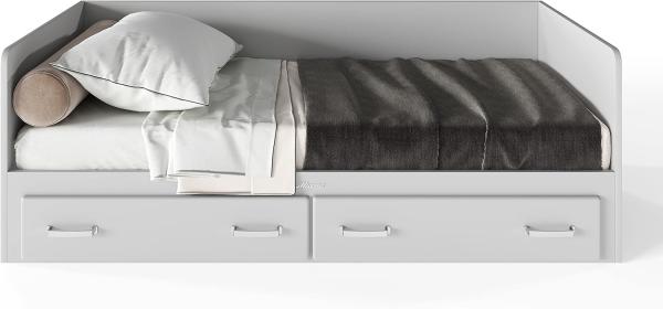 Miami Tagesbett mit 2 Schubladen, ausziehbar 90-180x200, Autometallic Lackierung, chromfarbene Griffe, Füsse und Logo aus hochwertigem Autoschriftzug, in hellgrau