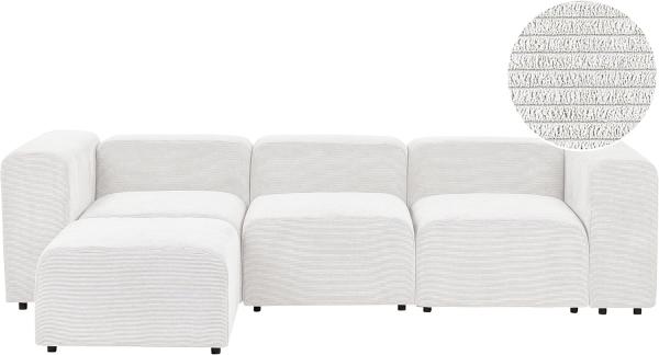 3-Sitzer Sofa Cord cremeweiß mit Ottomane FALSTERBO