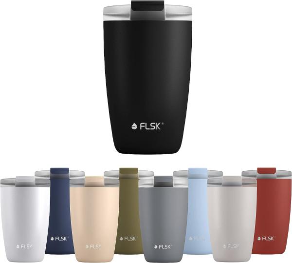 FLSK CUP 'Coffee To Go-Becher' Thermobecher, Edelstahl, schwarz, 350 ml