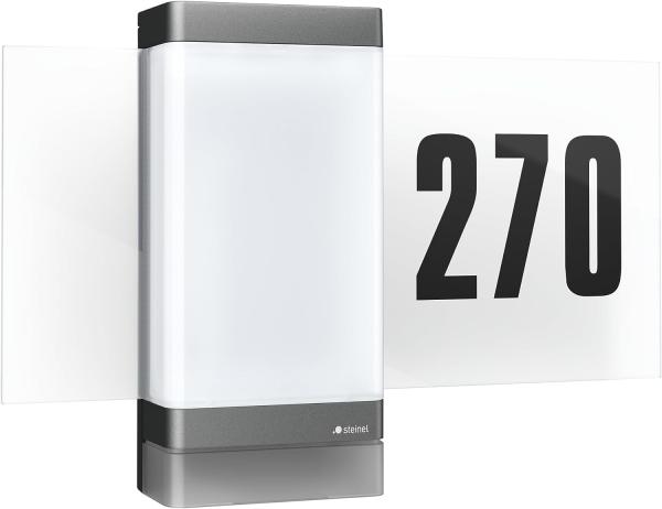 Steinel LED-Außenleuchte L 270 SC digi anthrazit, Bluetooth Mesh, Steinel Connect App, 180°-Bewegungsmelder, mit Hausnummer