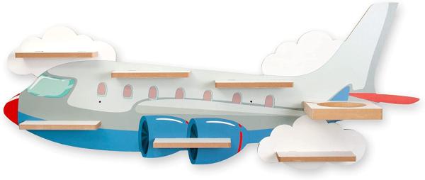 Kreative-Feder 'Flugzeug' Tonie-Regal, Holz grau, 83 x 33 cm