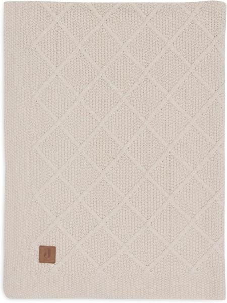 Jollein Babydecke Check Knit, Oatmeal - 75x100cm - 60% Baumwolle, 40% Acryl - Für Babywiege - 1.0 TOG - OEKO-TEX Zertifiziert - Strickmuster