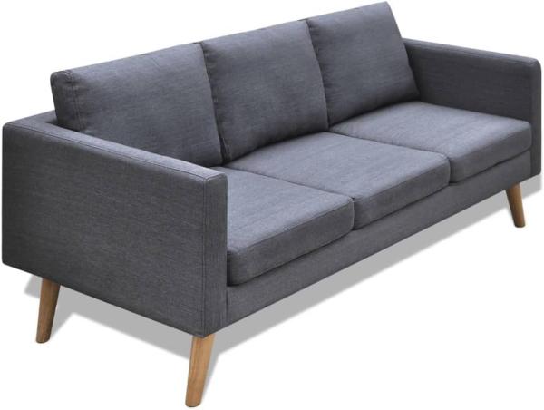 vidaXL Sofa 3-Sitzer Stoff Dunkelgrau