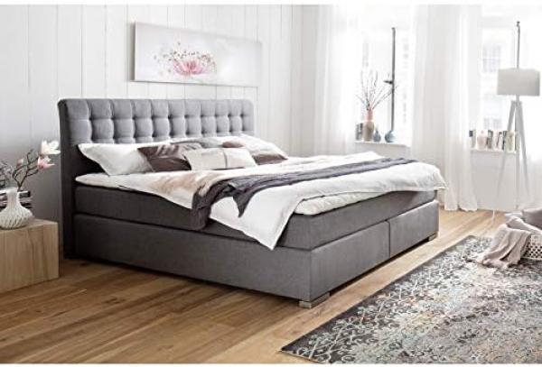 Boxspringbett Lenno - Stoffbezug Grau 200x200cm H2