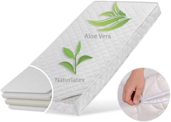 Kindermatratze 90x200 cm LATEX ROYAL mit Aloe Vera-Bezug und zwei Härtegraden, 10 cm hoch, Kindermatratze 90x200 Matratze für Kinderbett