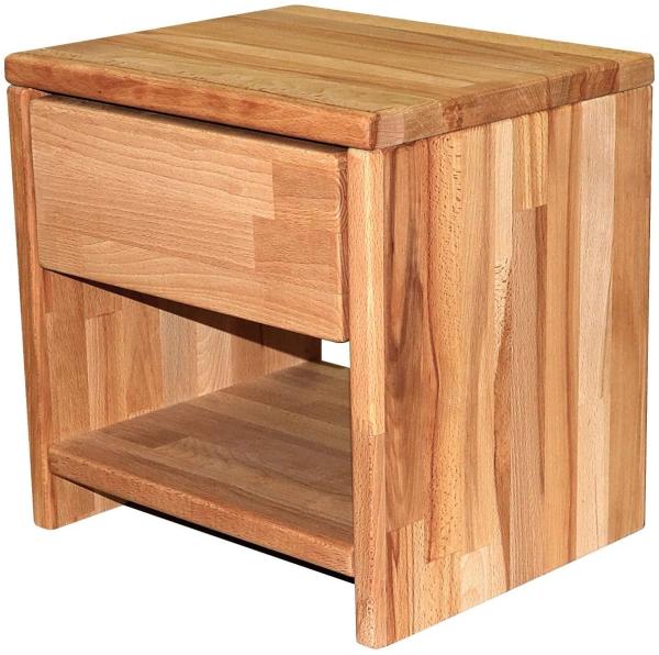 Bubema Nachttisch, Buche Massivholz, montiert, Natur geölt, mit einer Schublade : Natur geölt