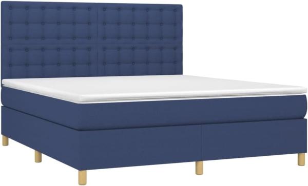 Boxspringbett mit Matratze Blau 180x200 cm Stoff (Farbe: Blau)