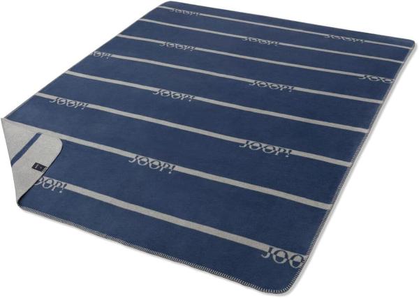 JOOP Wohndecke Logo Stripes | 150x200 cm | navy