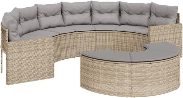 2-tlg. Garten-Sofagarnitur Halbrund Beige Poly-Rattan 3262063