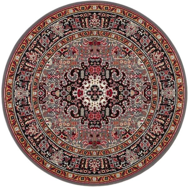 Orientalischer Kurzflor Teppich Skazar Isfahan - grau - 160 cm Durchmesser