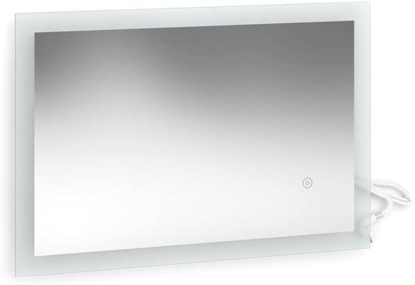 Vicco Badspiegel LED-Spiegel Weiß 60x40 cm Spiegelbeleuchtung Touch-Switch dimmbar rahmenlos
