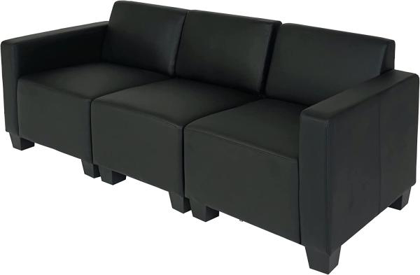 Modular 3-Sitzer Sofa Couch Lyon, Kunstleder ~ schwarz