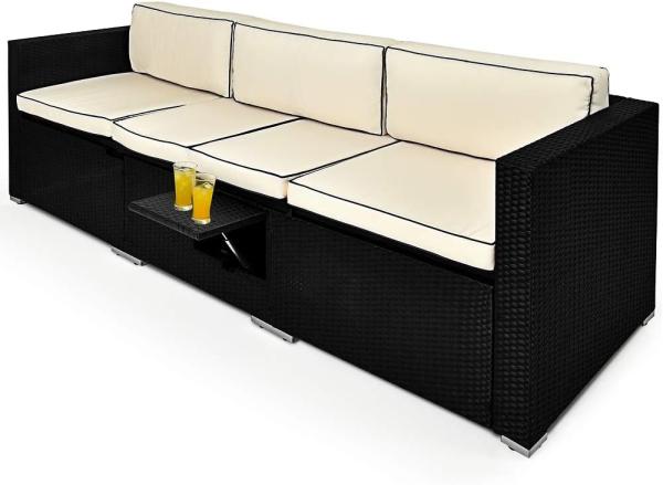 Casaria Poly Rattan Gartenliege Lounge Couch Verstellbar Schwarz