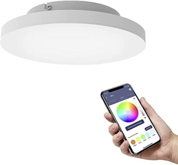 Eglo 900054 LED Deckenleuchte TURCONA-Z rahmenlos, weiss H:6 Ø:30cm dimmbar 2700-6500K mit Connect-Z Funktion