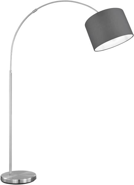 Höhenverstellbare LED Bogenleuchte mit Stoffschirm Grau, max. Höhe 215cm