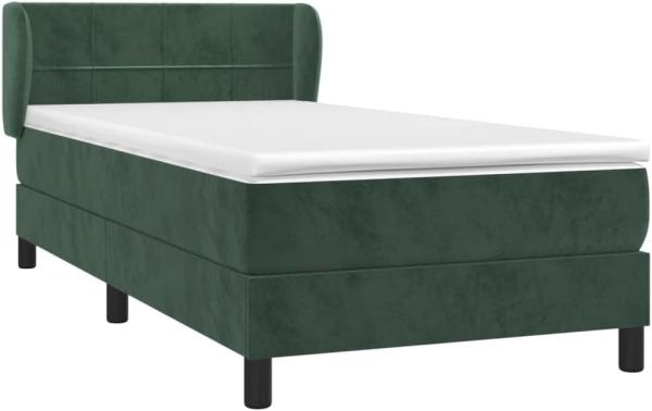 vidaXL Boxspringbett mit Matratze Dunkelgrün 90x190 cm Samt 3127466