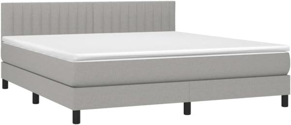 vidaXL Boxspringbett mit Matratze & LED Hellgrau 160x200 cm Stoff