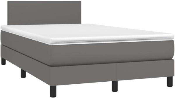 vidaXL Boxspringbett mit Matratze & LED Grau 120x200 cm Kunstleder