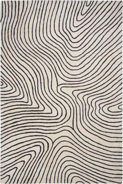 Teppich Viskose schwarz weiß 200 x 300 cm geometrisches Muster Kurzflor RUMRA
