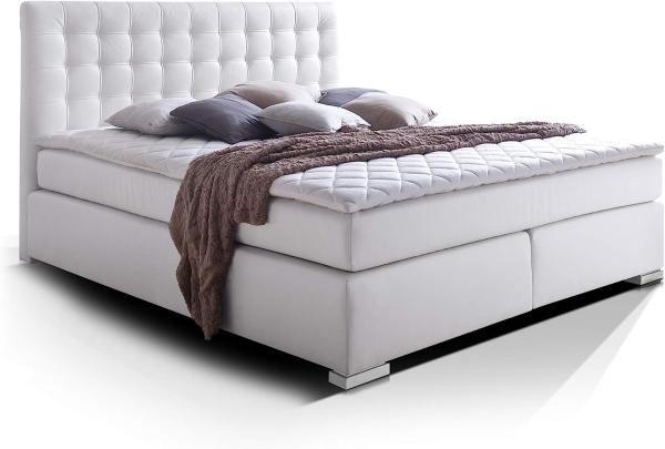 Möbel-Eins ISABELL PLUS Boxspringbett weiß 200 x 200 cm, Härtegrad 3+4