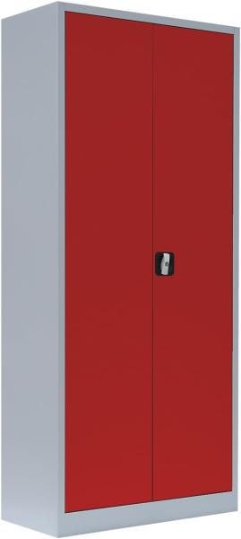 Stahl-Aktenschrank Metallschrank abschließbar Büroschrank Stahlschrank Lichtgrau/Rot 1800 x 800 x 383 mm 530334