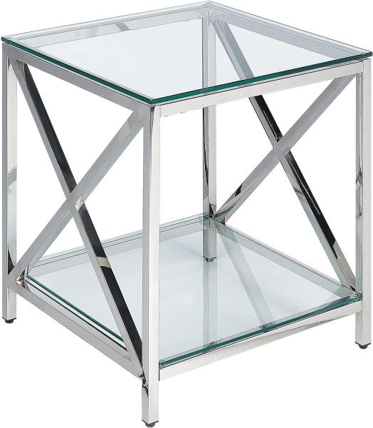 Beistelltisch Glas silber quadratisch 45 x 45 cm AUDET