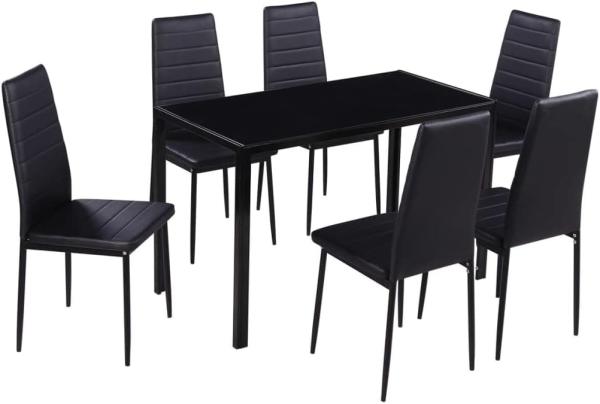 vidaXL Essgruppe 7-tlg. in schwarz, mit Tisch und 6 Stühlen