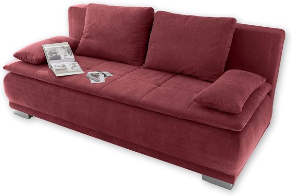 Couch Sofa Zweisitzer LUIGI Schlafcouch Schlafsofa ausziehbar berry rot 208cm