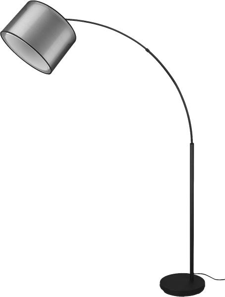 Bogenleuchte BURTON mit Stoff Organza transparent Schwarz innen Weiß, 171cm