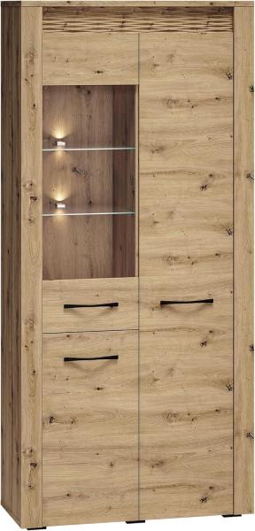 Vitrinenschrank "Artis" Vitrine 92cm Artisan Eiche MDF