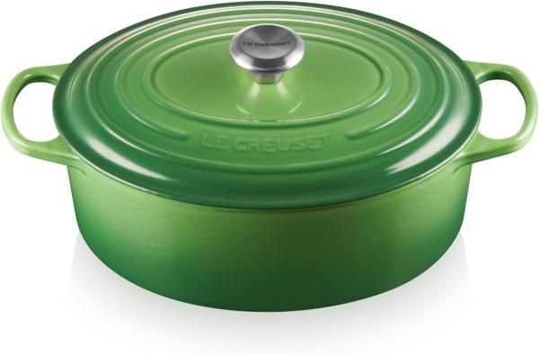 Le Creuset 'Signature' Bräter, Gusseisen bamboo green, oval 31 cm, 6,3 l
